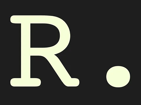 Russ Ronchi portfolio website logo showing stylized letter R with a dot